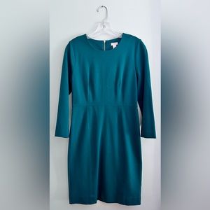 J.Crew Emerald Green Dress, Size 4, Mid-length, long sleeves